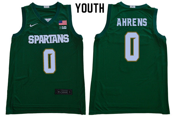 Youth Michigan State Spartans #0 Kyle Ahrens NCAA Nike Authentic Green 2019-20 College Stitched Basketball Jersey UA41X77PU
